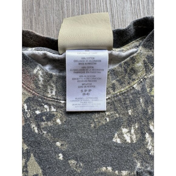 Vintage Y2K Russell Athletics Outdoors Real Tree Camo Forest Cut Off Shirt Small - Picture 5 of 7